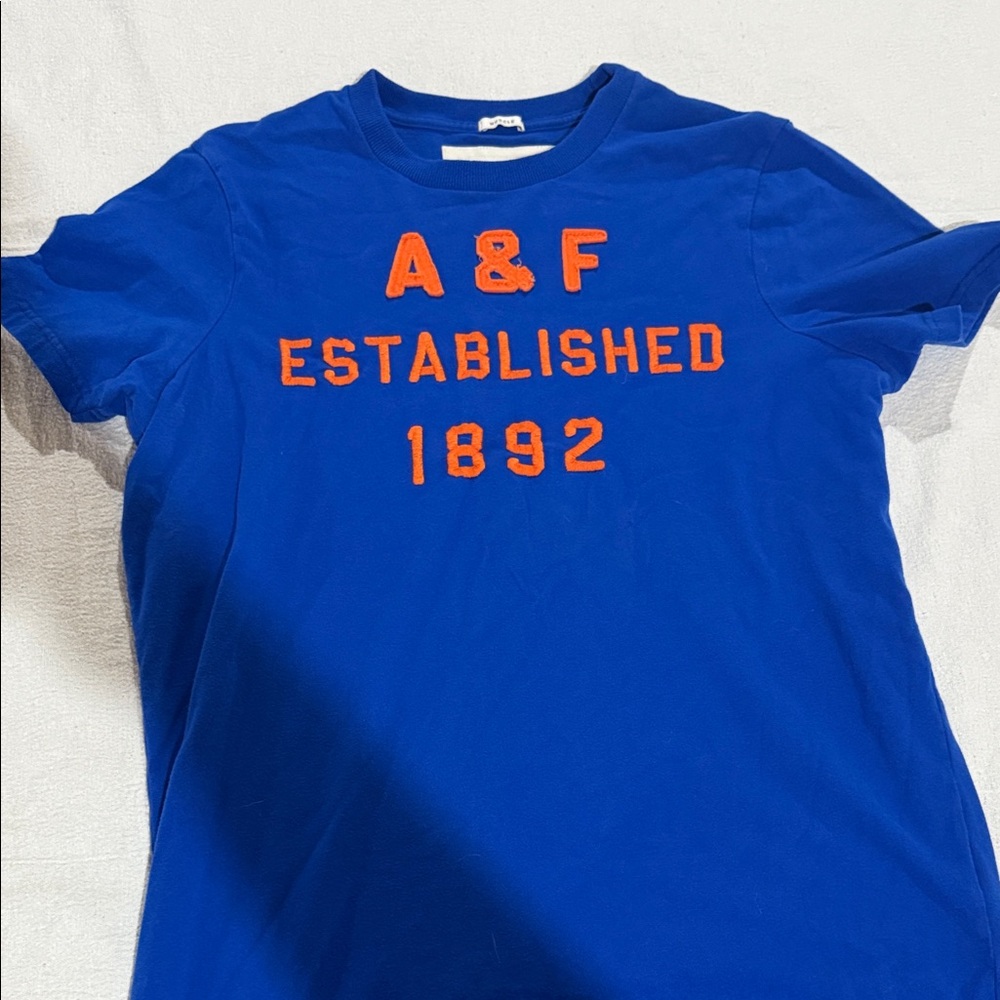 Abercrombie & Fitch Kids Royal Blue Tee with Orange Letters